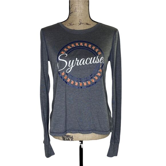 Syracuse University Shirt Womens Sz M Split Open Back Thumb Holes Athleisure - Picture 2 of 11